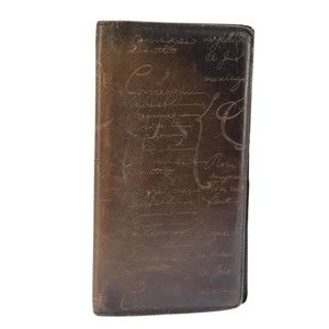 Berluti Calligraphy Long Wallet Leather Brown Auth bs19899